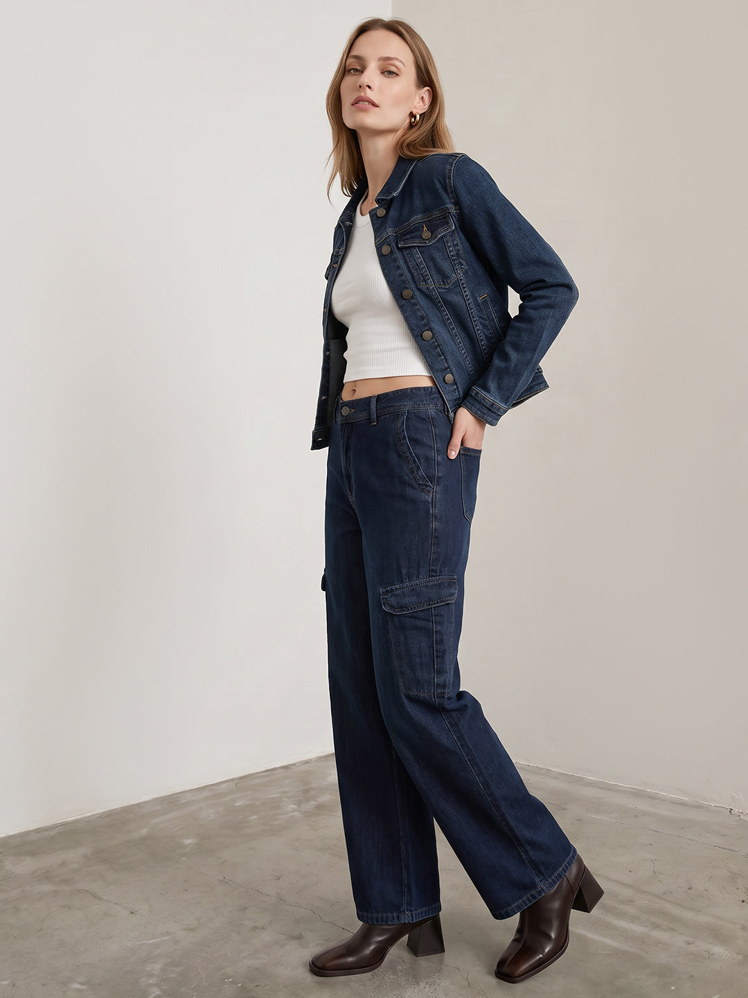 Women Blue Mid-Rise Cargo