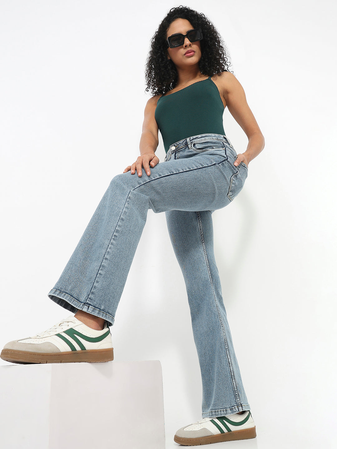 Women Blue High-Rise Flare Jeans
