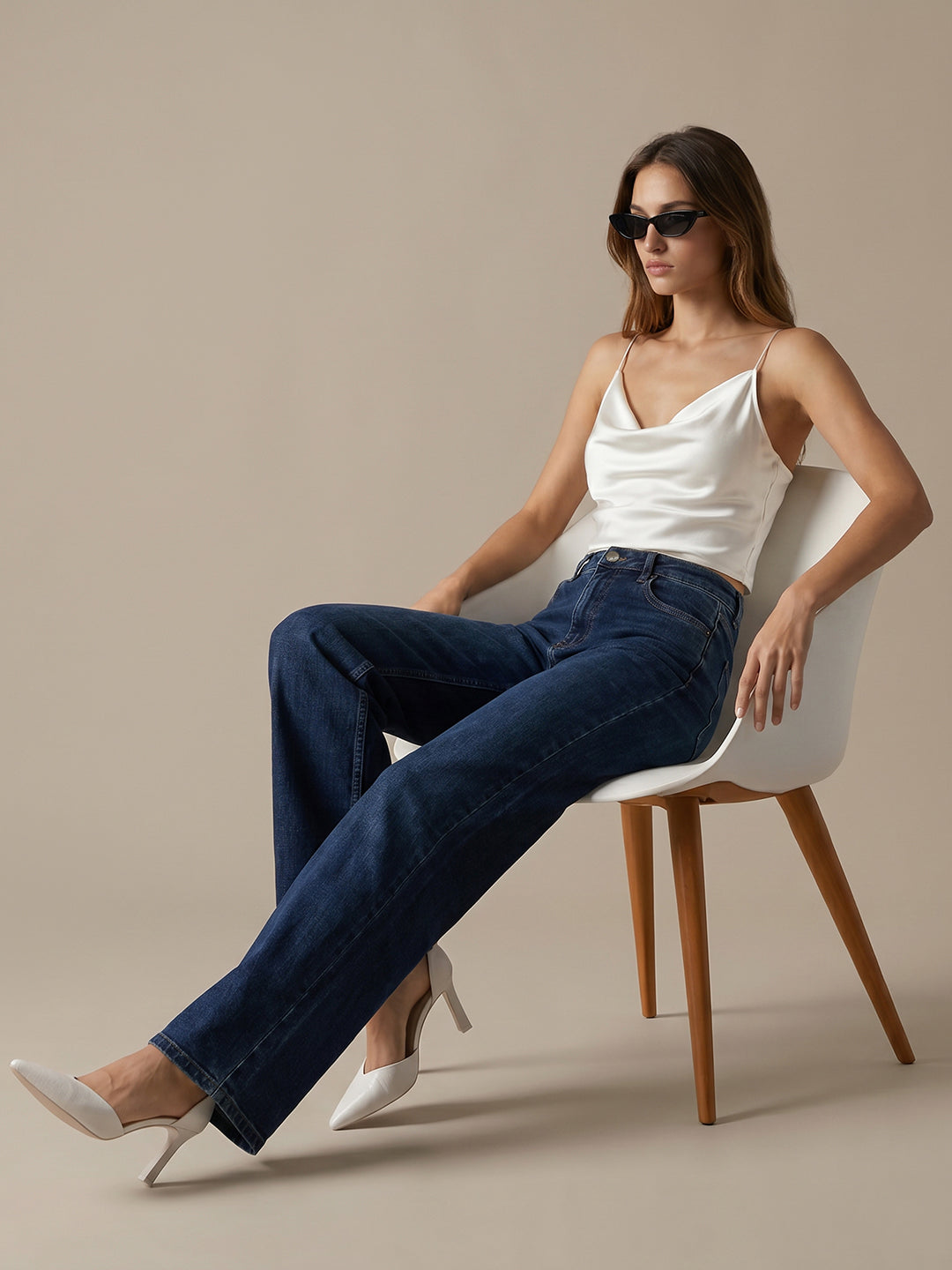 Women Blue High-Rise Culottes
