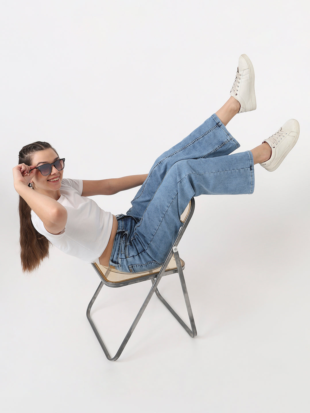 Women Blue High-Rise Straight Fit Jeans