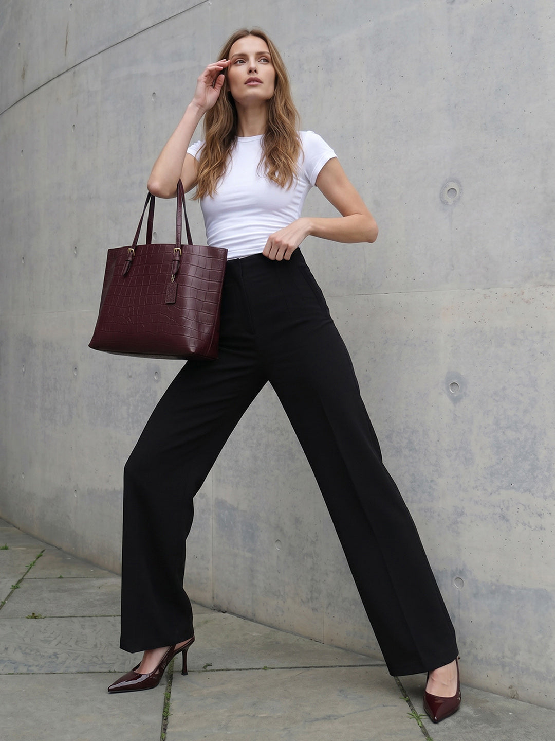 Women Black Super Wide Leg Treggings