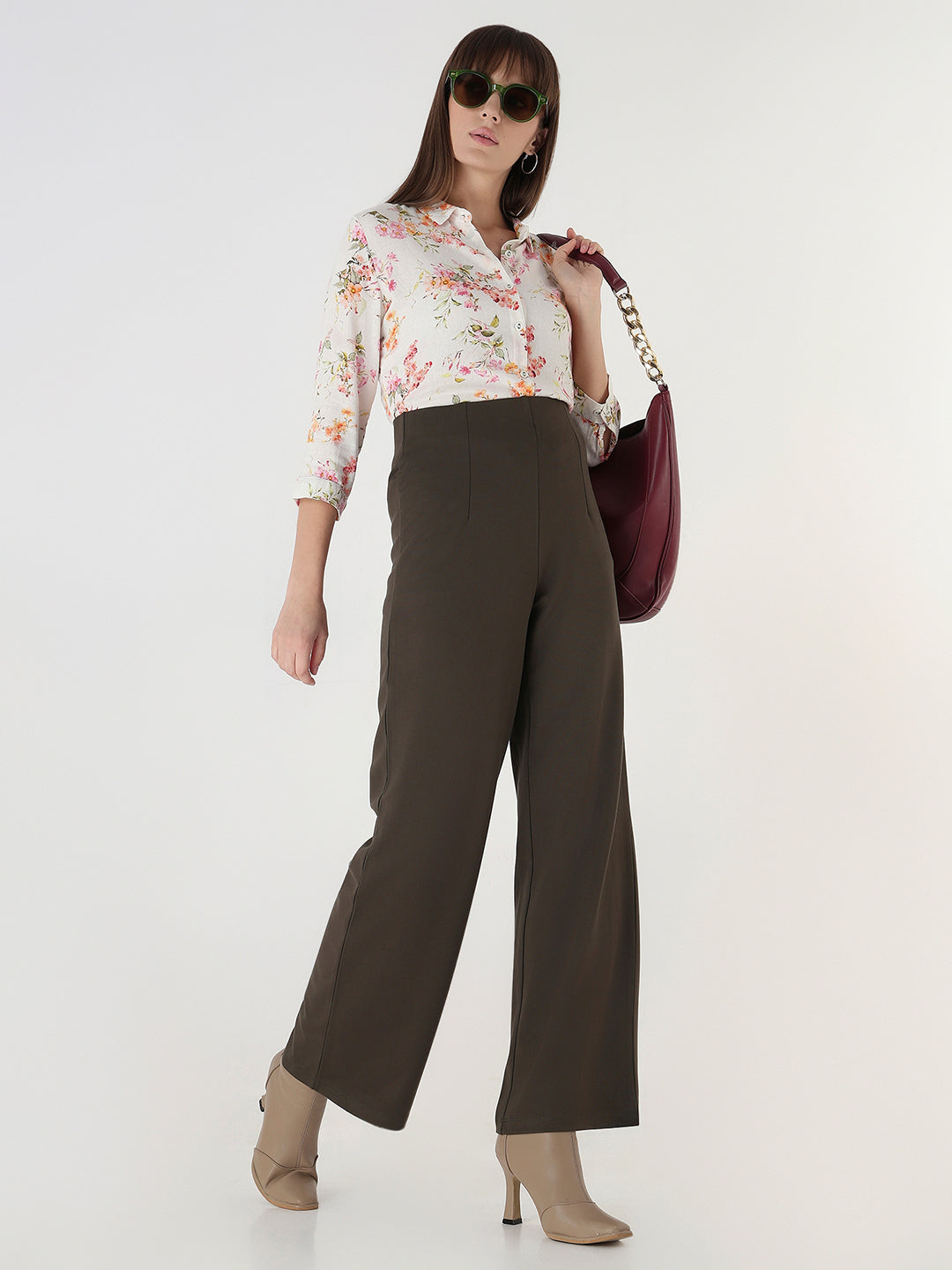Women Olive High-Rise Treggings