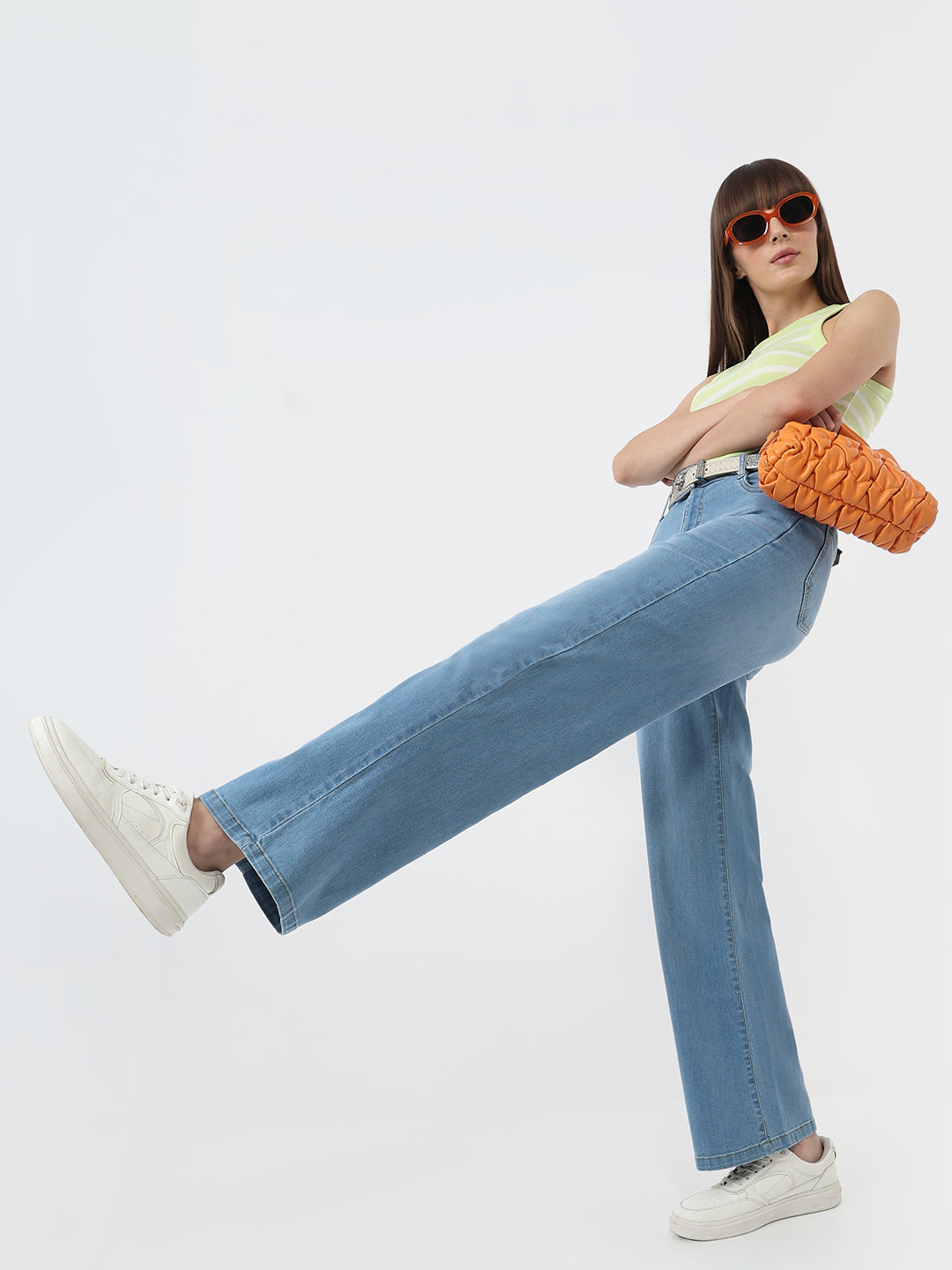 Women Blue High-Rise Wide Leg Jeans
