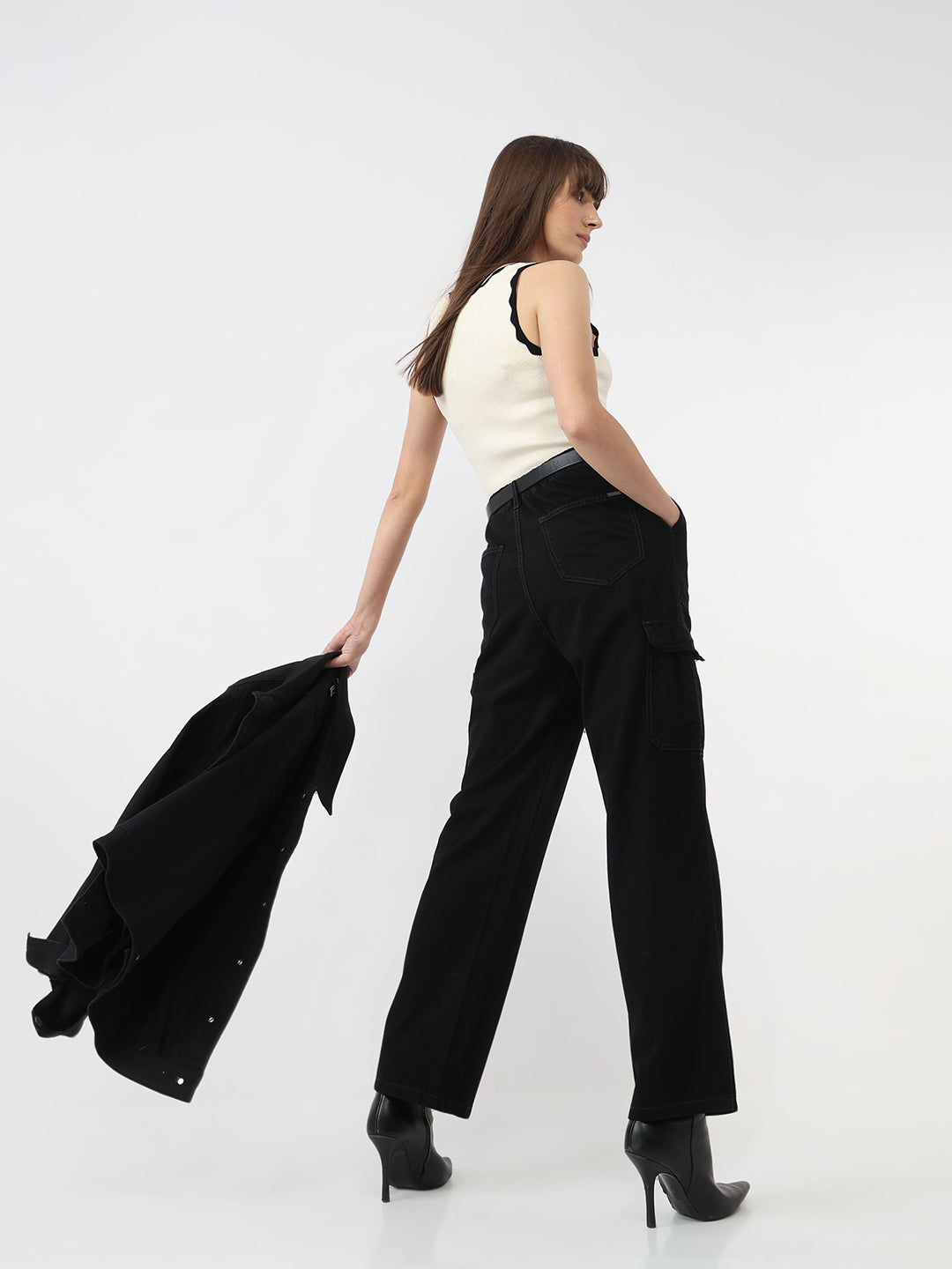 Women Black Mid-Rise Cargo