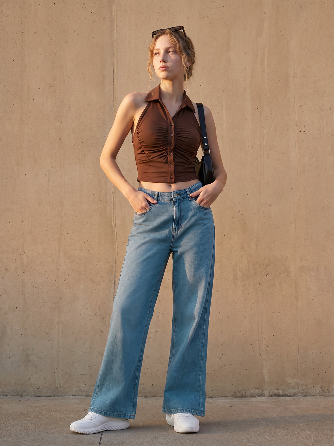 Light Blue High-Rise Wide Leg Jeans
