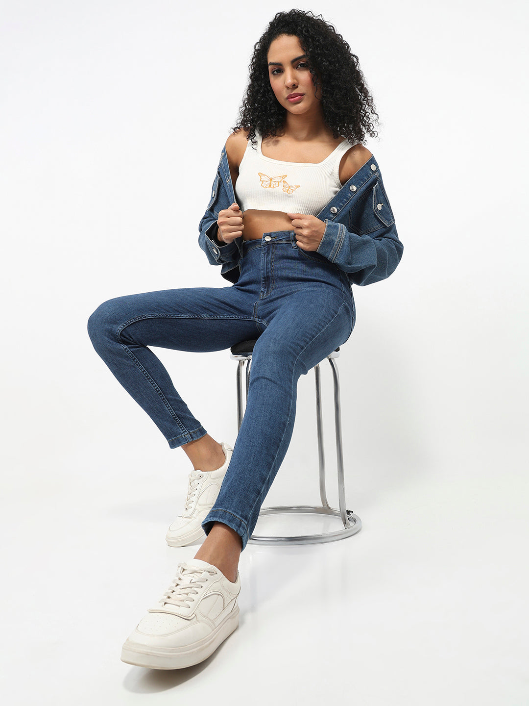 Women Dark Blue High-Rise Skinny Jeans