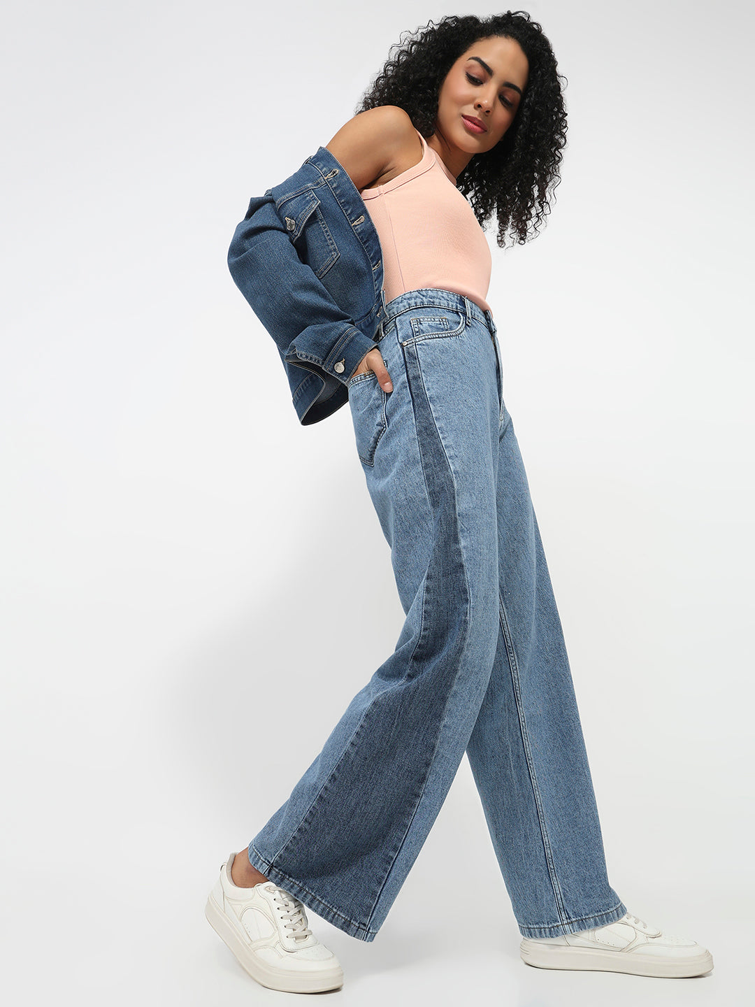 Women Blue High-Rise Wide Leg Jeans