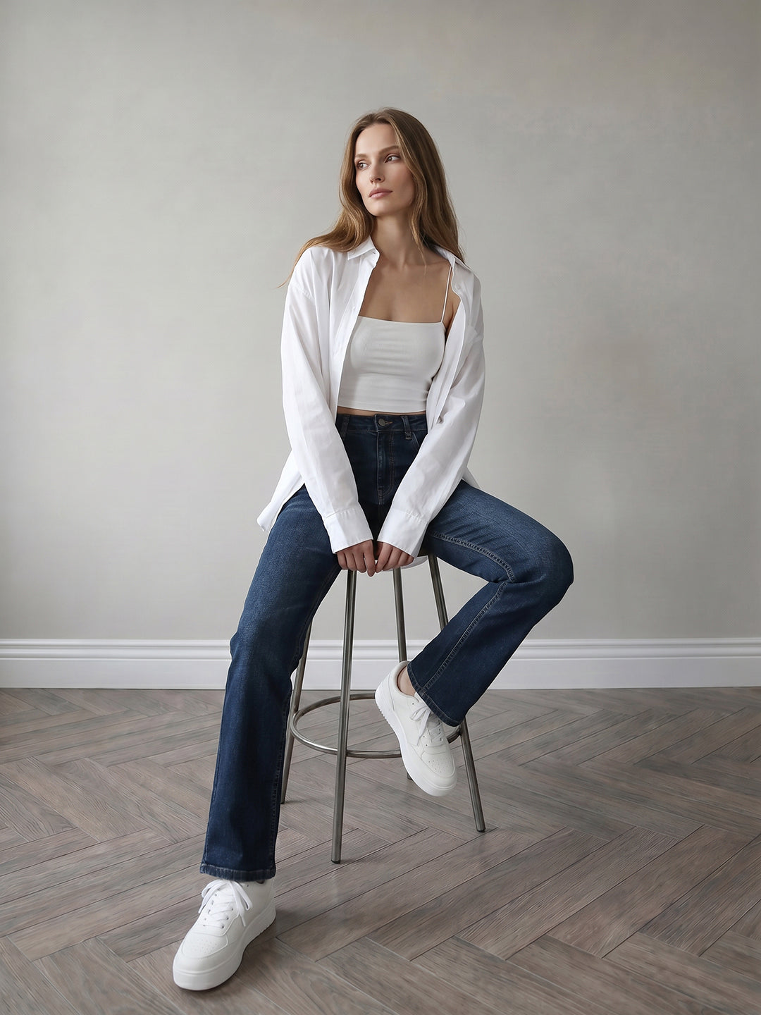 Women Blue High-Rise Slim Straight Fit Jeans