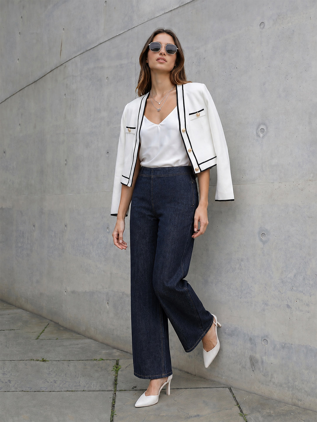 Dark Blue High-Rise Straight Fit Jeans