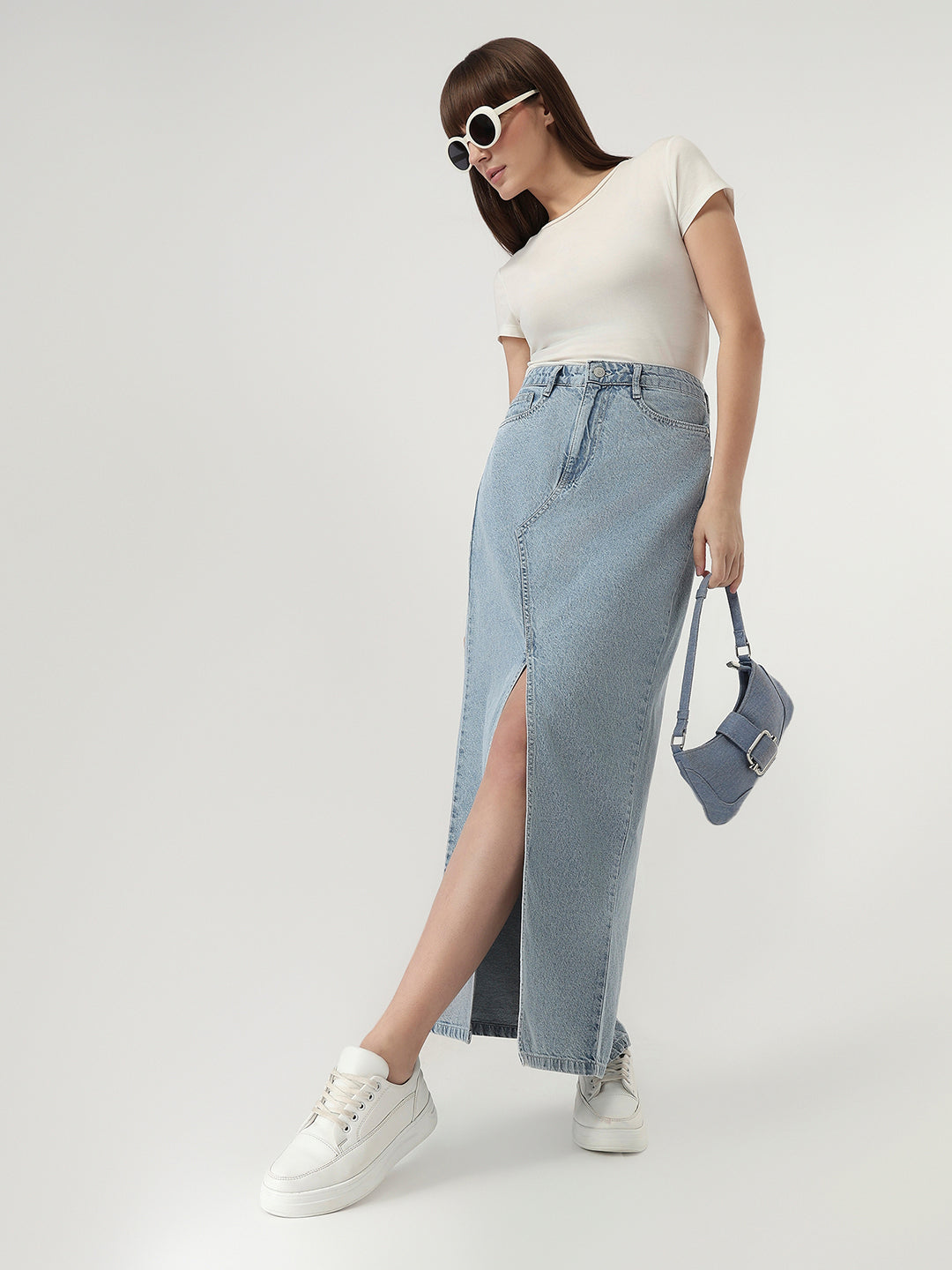 Buy Women Light Blue Denim Skirt Kraus Jeans