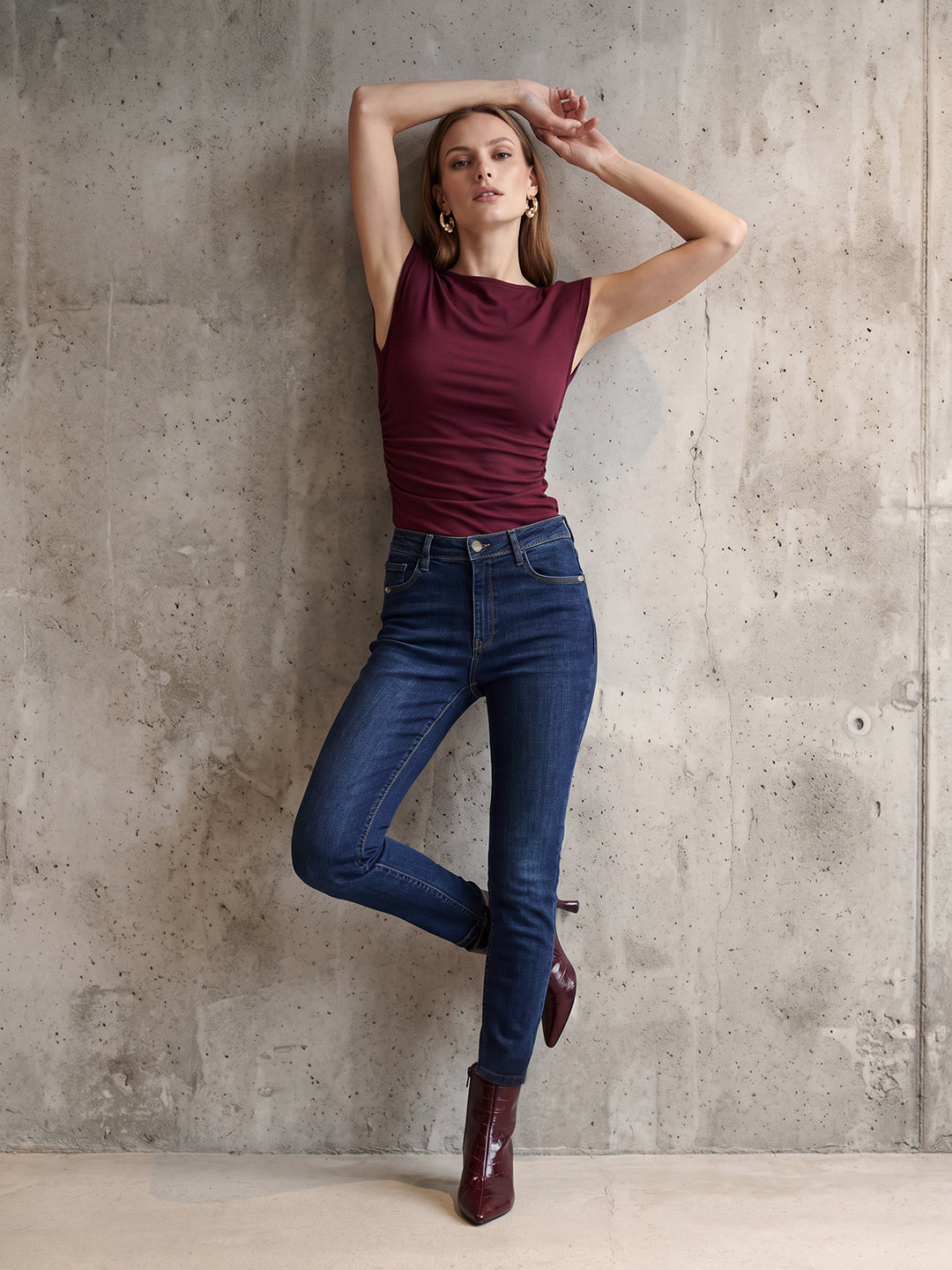 Women Dark Blue High-Rise Skinny Jeans
