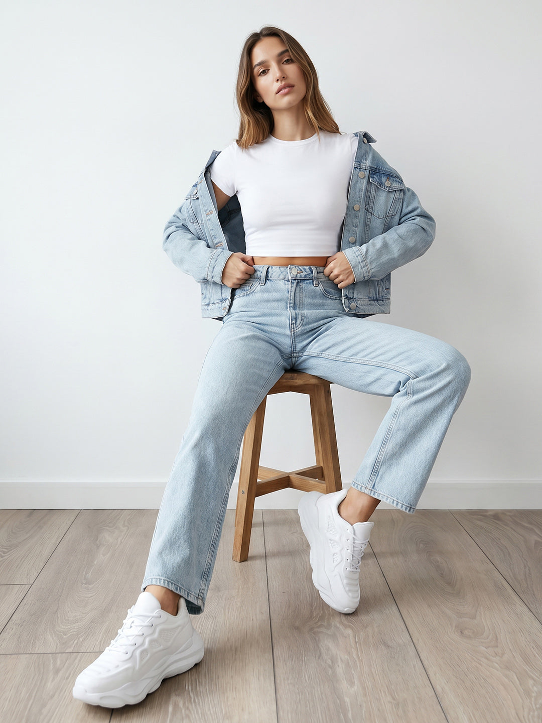 Women Blue High-Rise Straight Fit Jeans