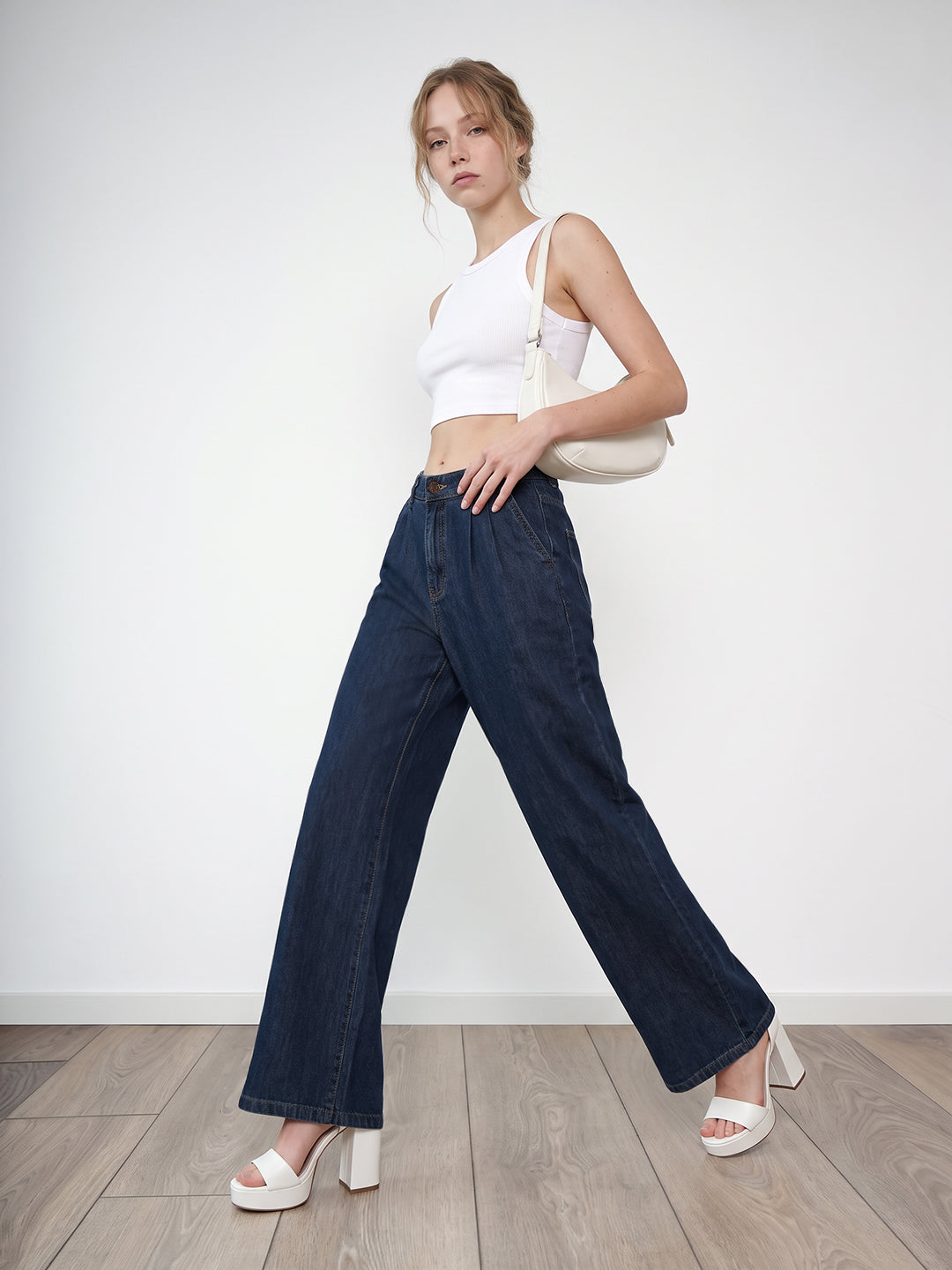 Blue High-Rise Super Wide Leg Jeans