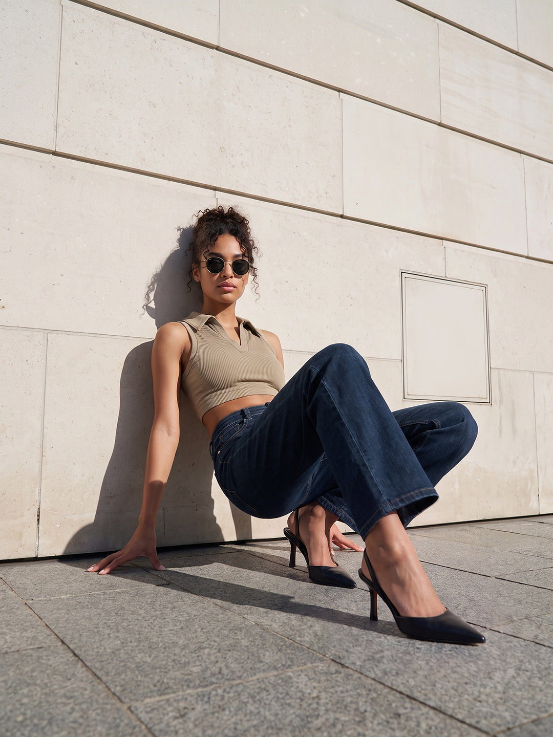 Dark Blue High-Rise Straight Fit Jeans