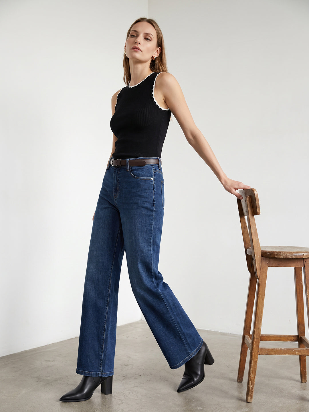 Women Blue High-Rise Wide Leg Jeans