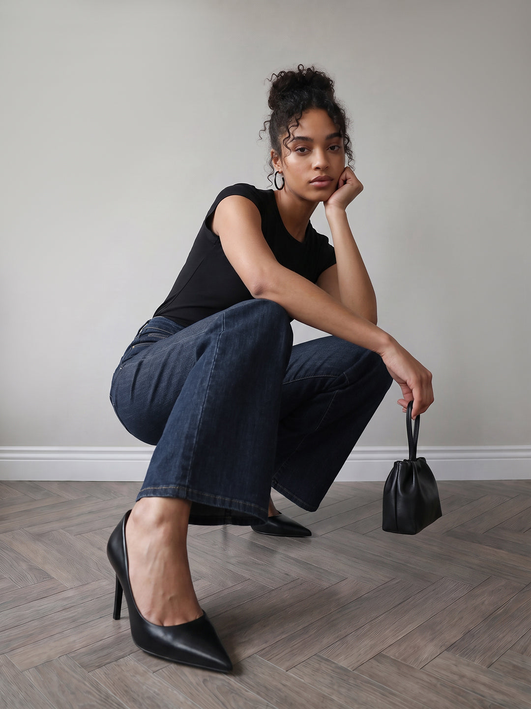 Dark Blue High-Rise Super Wide Leg Jeans