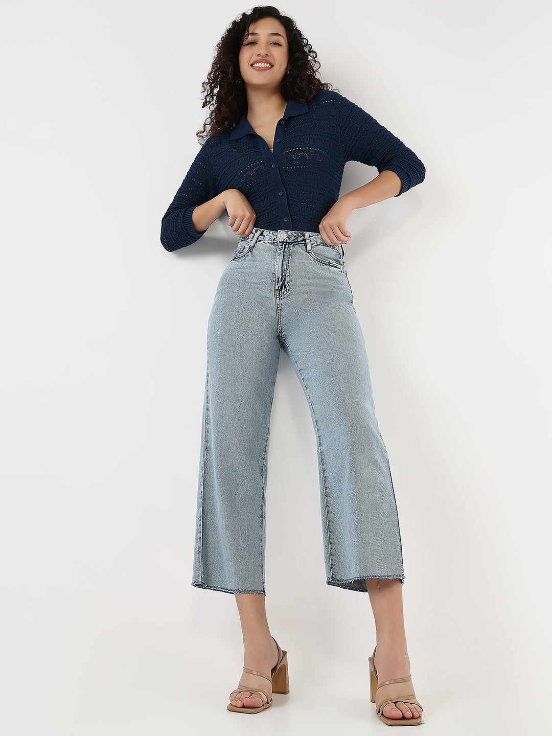 Polynesian Blue High Rise Wide Leg Jeans main image 1