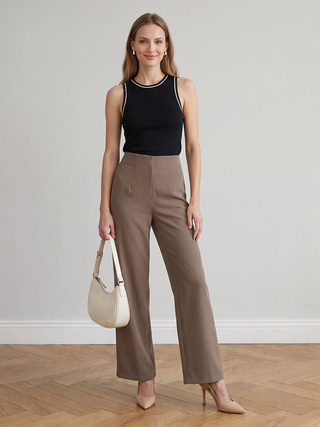 Women Oatmilk Wide Leg Treggings