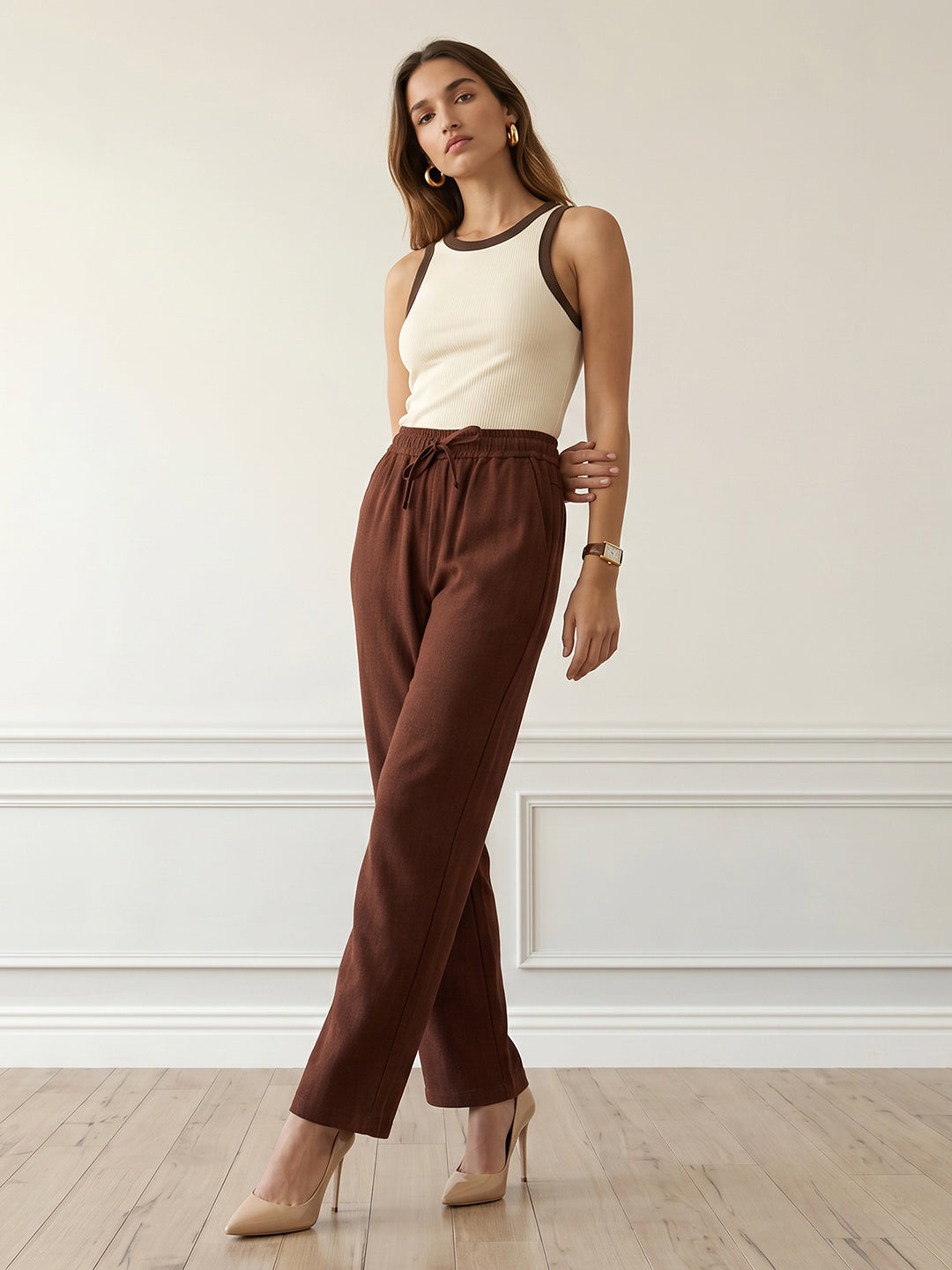 Women Sepia Mid-Rise Trouser