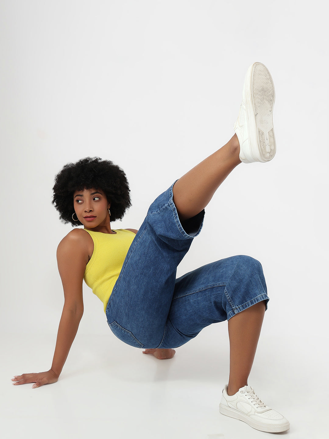 Light Blue High-Rise Denim Culottes