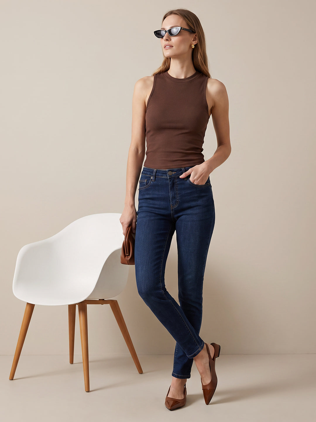 Women Blue Mid-Rise Cigarette Jeans