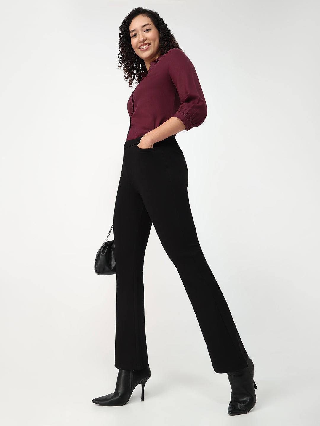 Women Black Flare Treggings