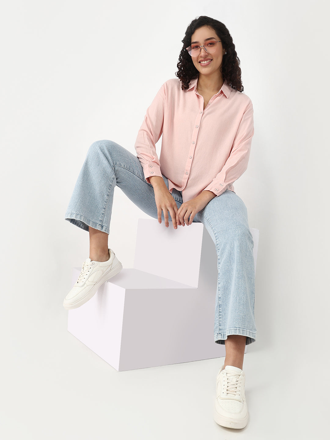 Women Pink Salt Oversized Shirt