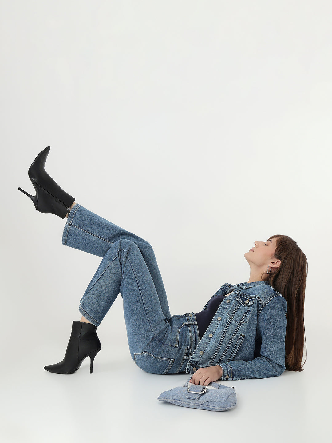 Blue High-Rise Mini Flare Jeans