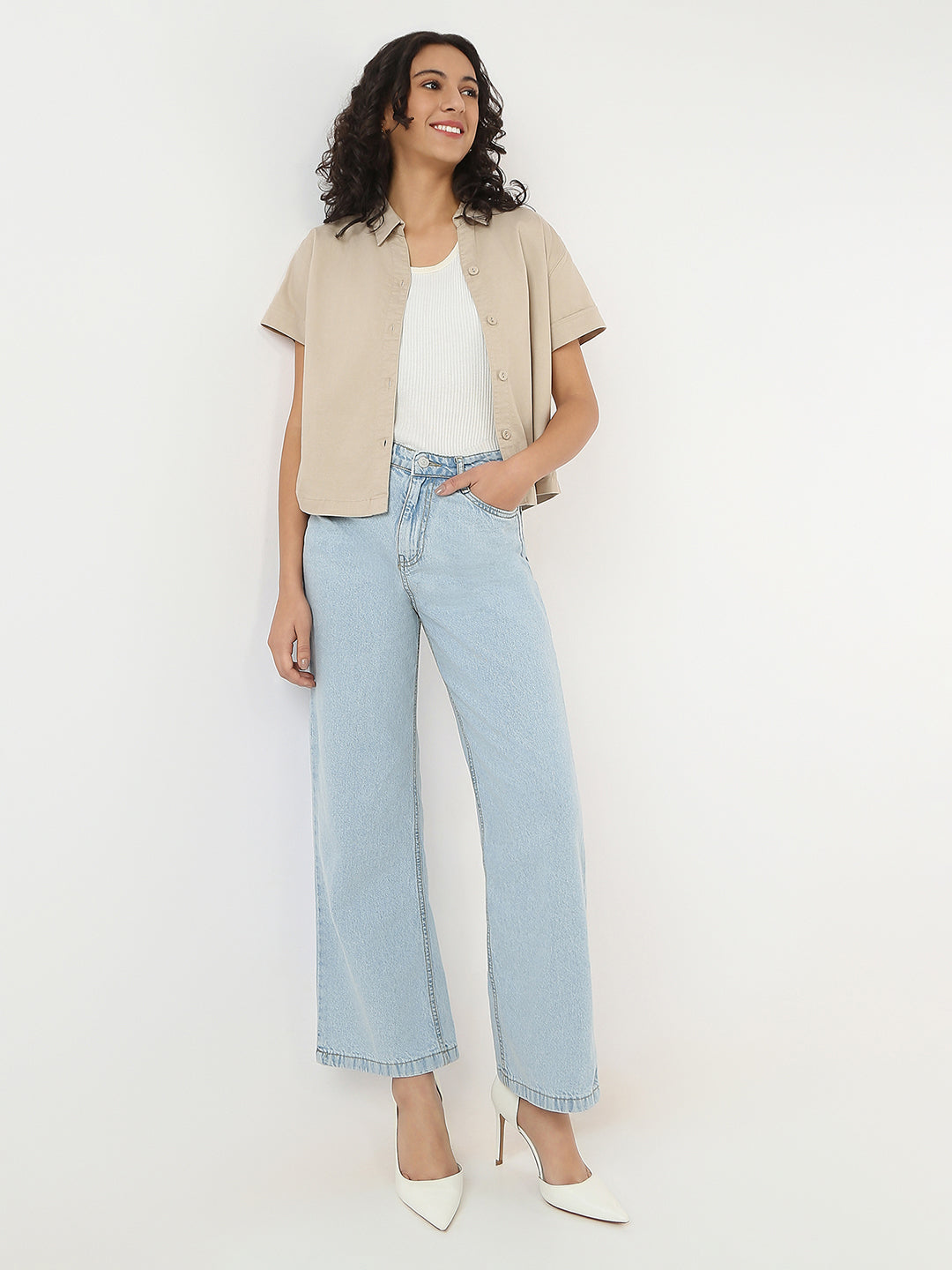 Women Oatmilk Crop Shirt