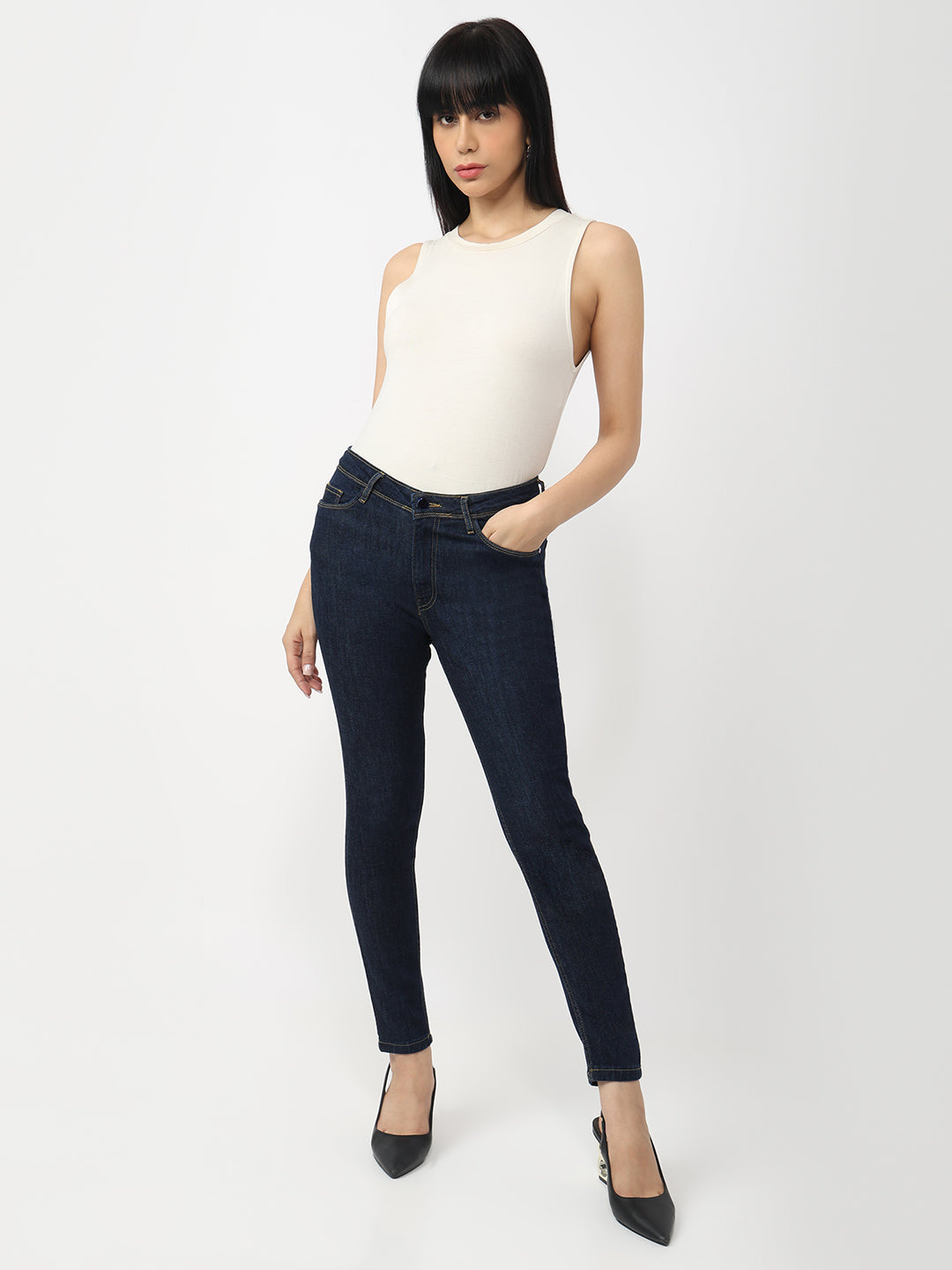 Dark Blue High-Rise Skinny Jeans