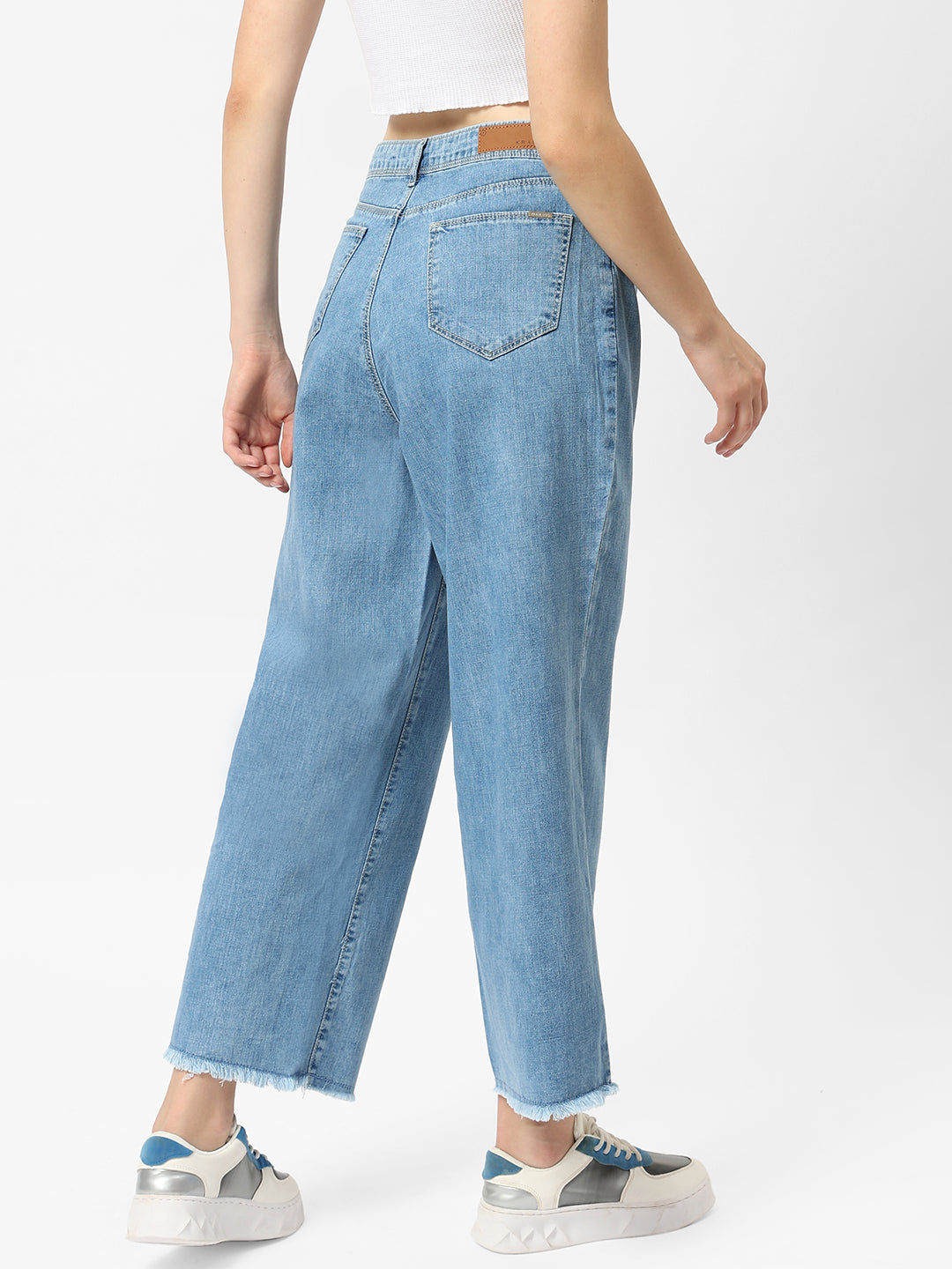 Women Blue High-Rise Wide Leg Jeans