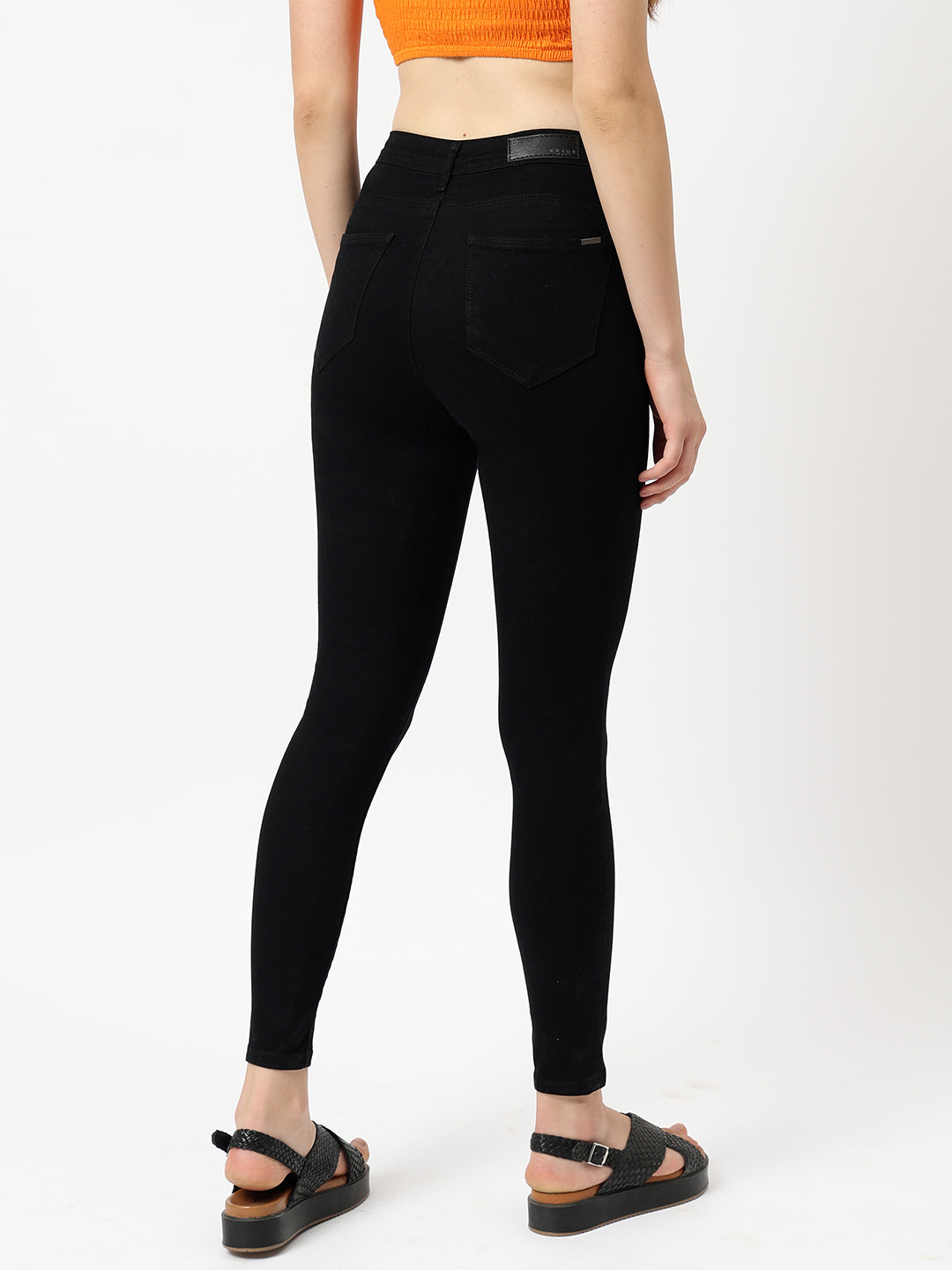 Women Black Mid-Rise Push Up Super Skinny Jeans