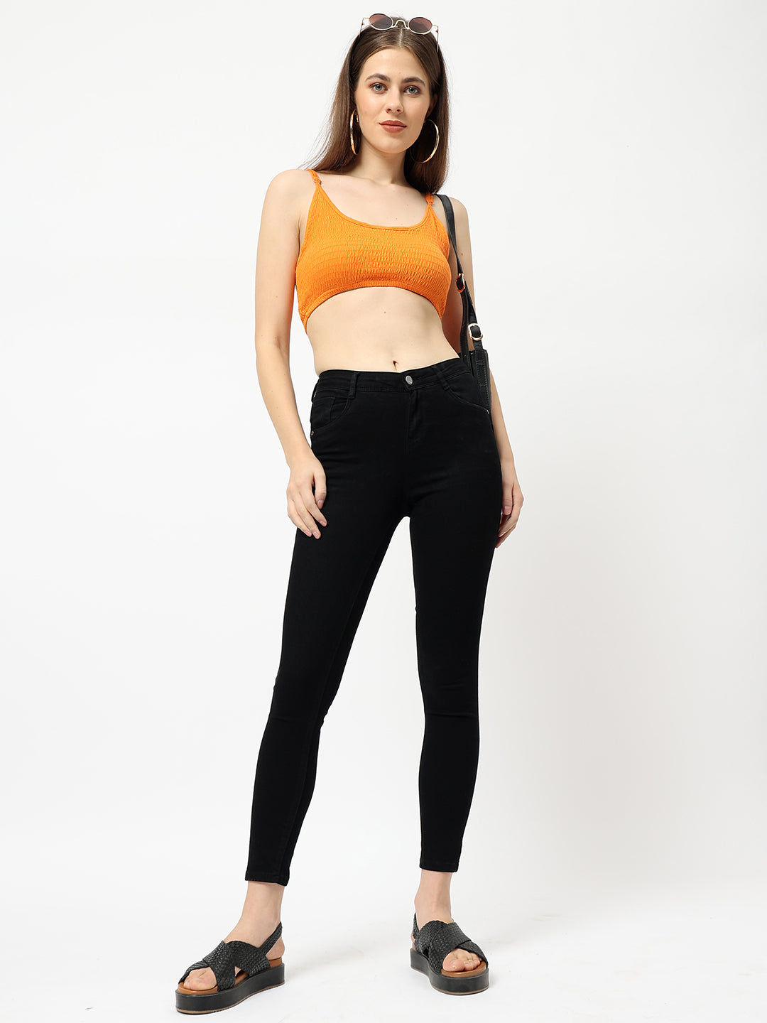 Women Black Mid-Rise Push Up Super Skinny Jeans