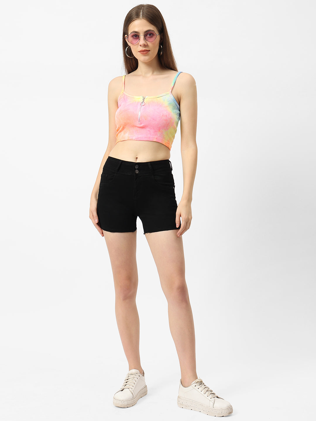 Women Black High-Rise Slim Shorts