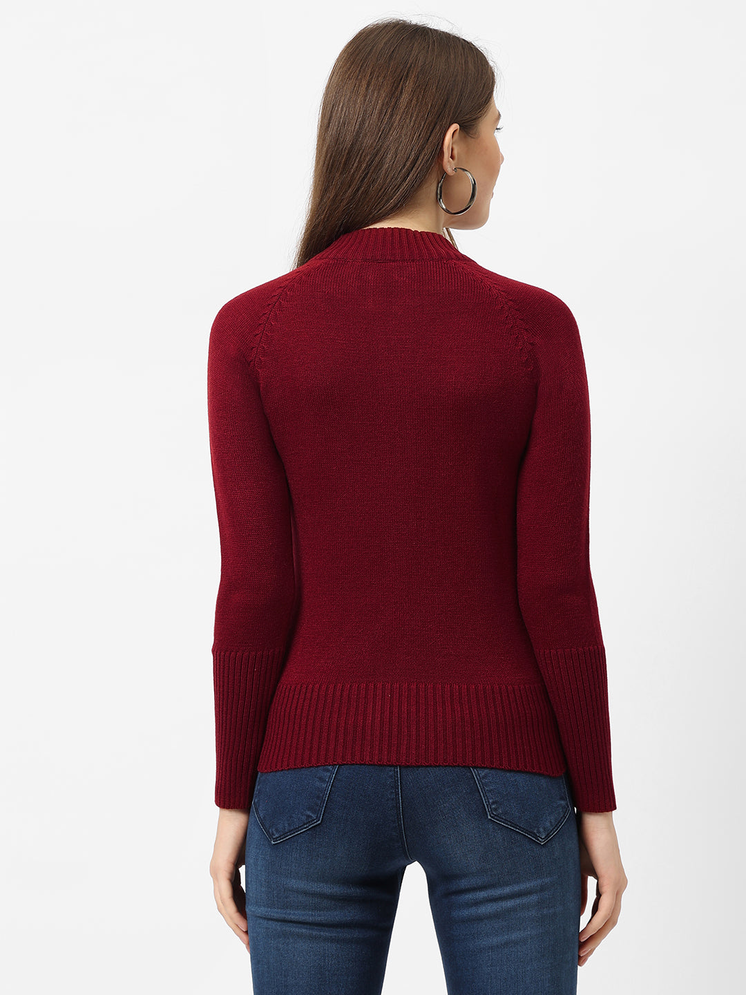 Maroon Slim Fit Sweater