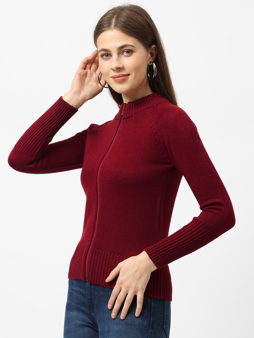 Maroon Slim Fit Sweater