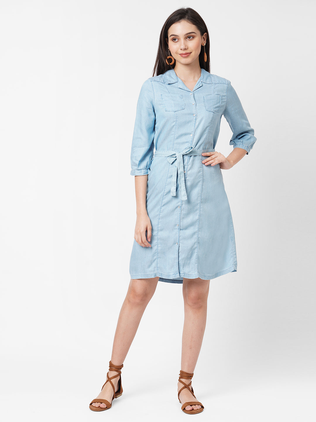 Women Light Blue Denim Dress