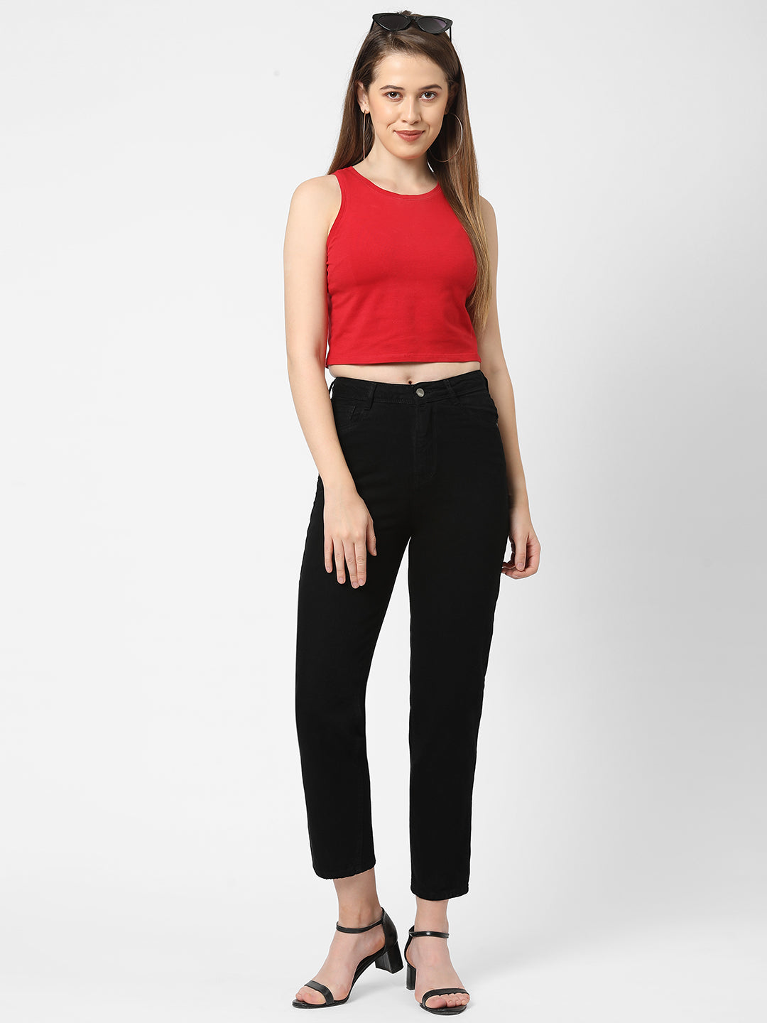 Women Black High-Rise Mom Fit Jeans