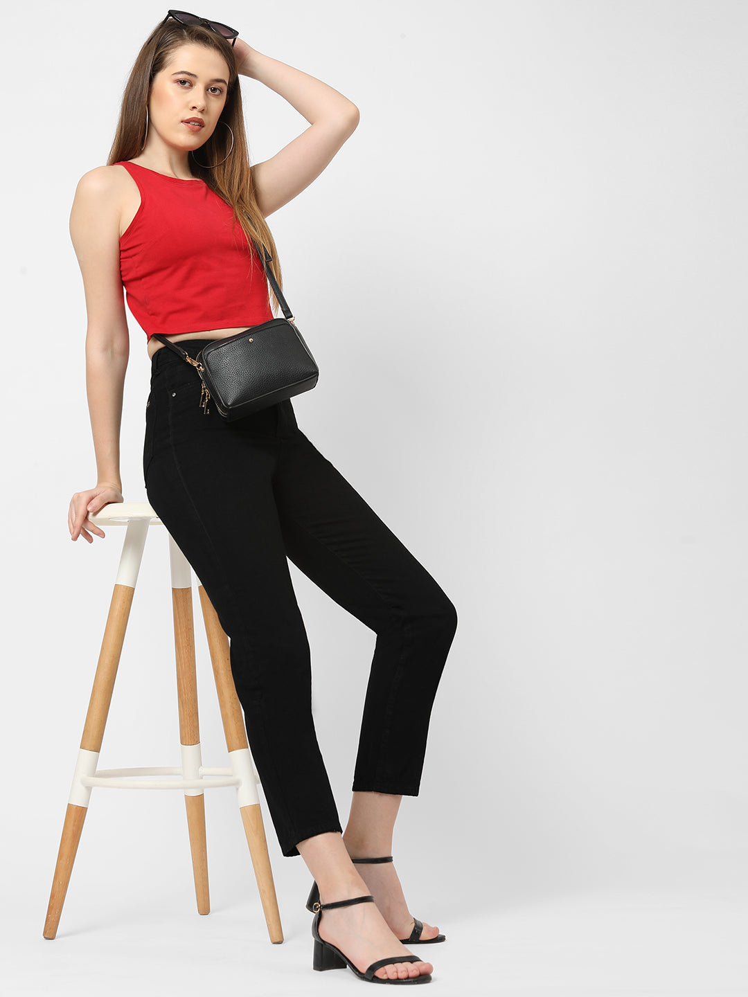 Women Black High-Rise Mom Fit Jeans