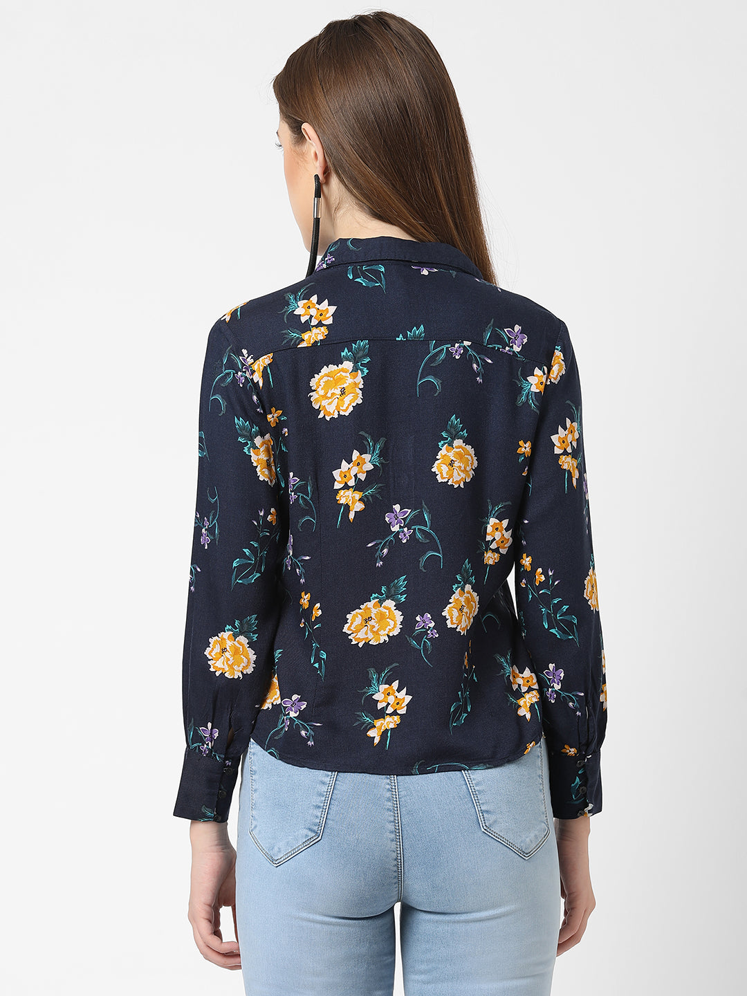 Women Navy Slim Shirt