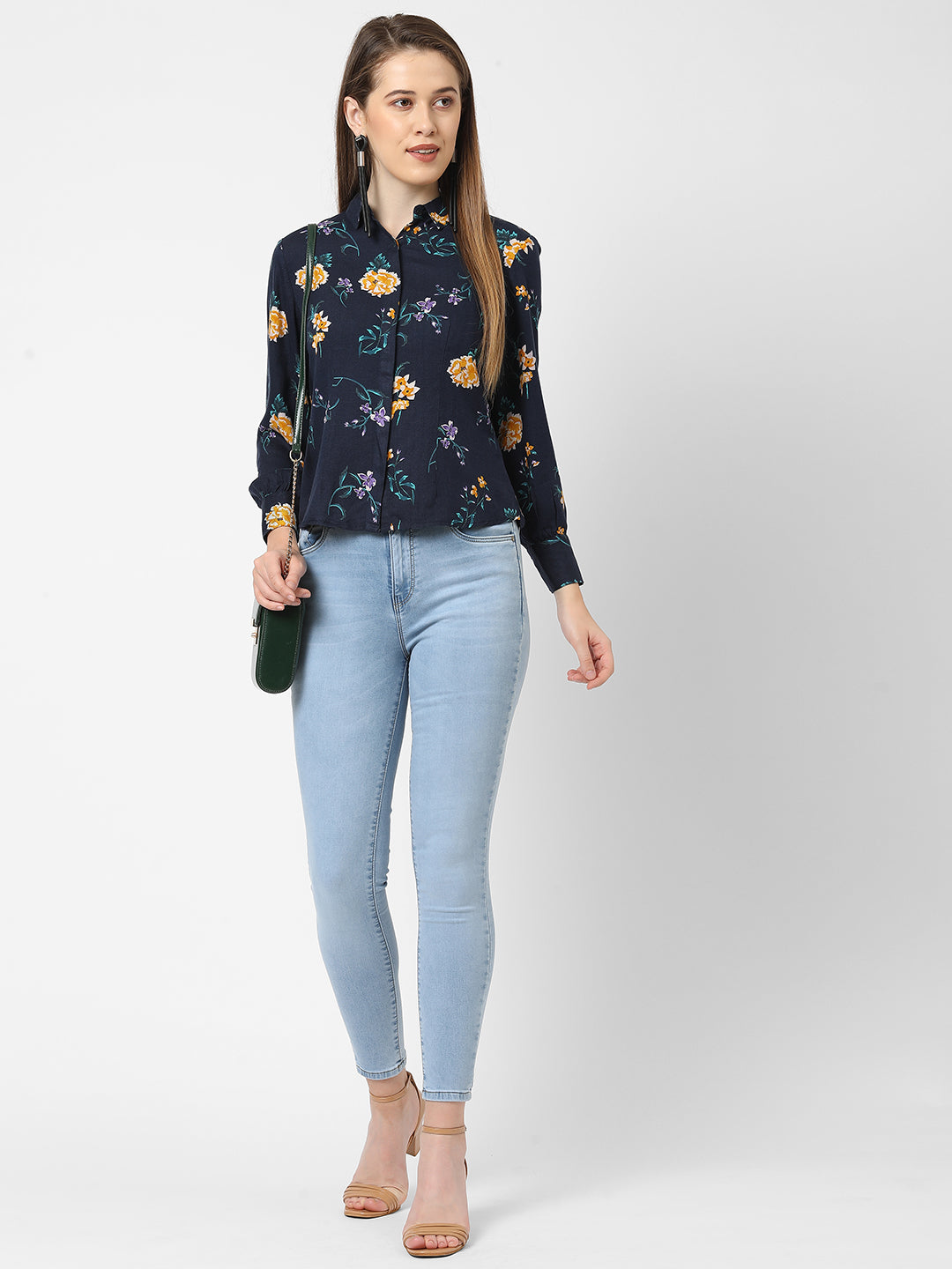 Women Navy Slim Shirt