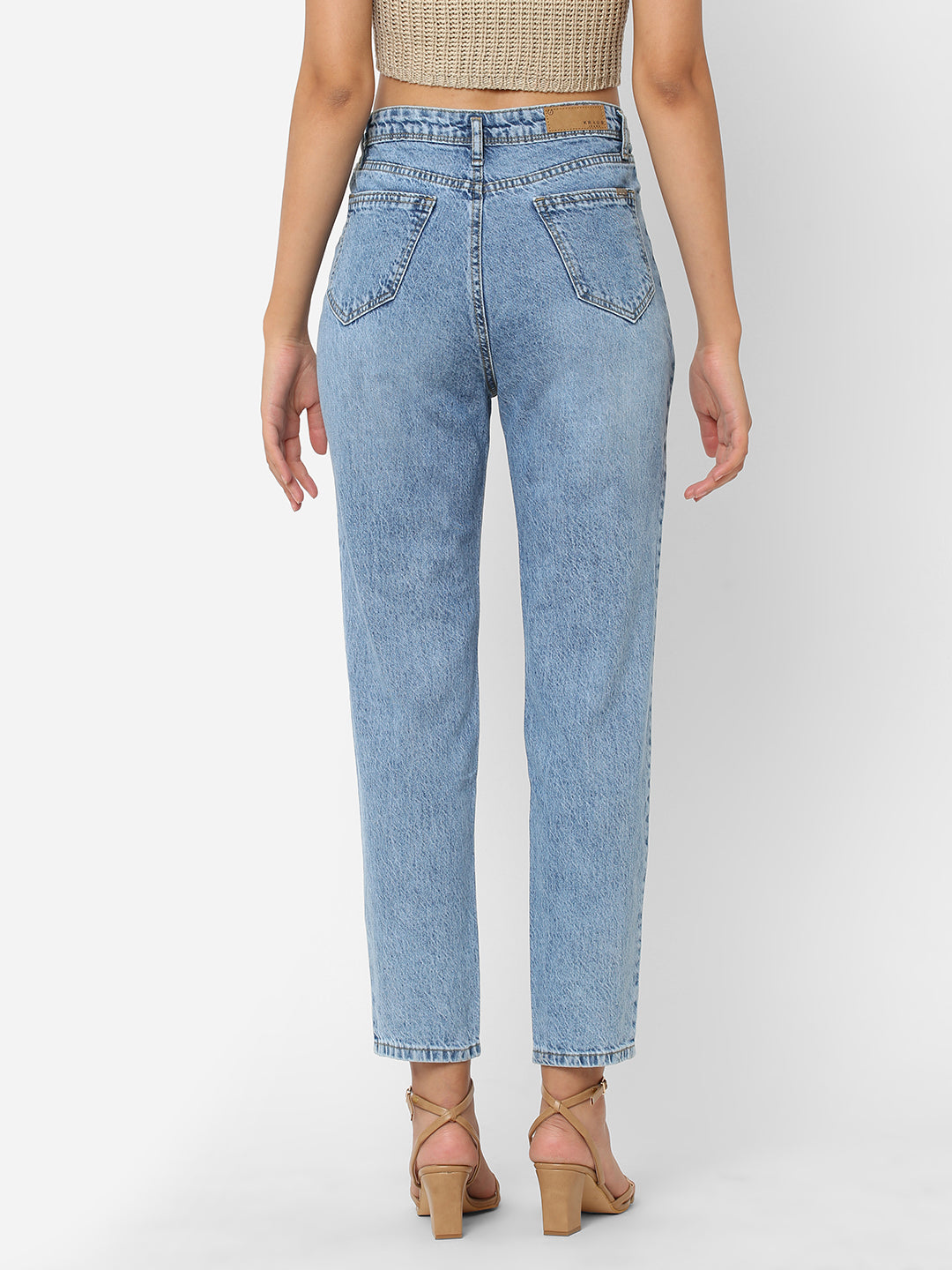 Women Blue High-Rise Mom Fit Jeans