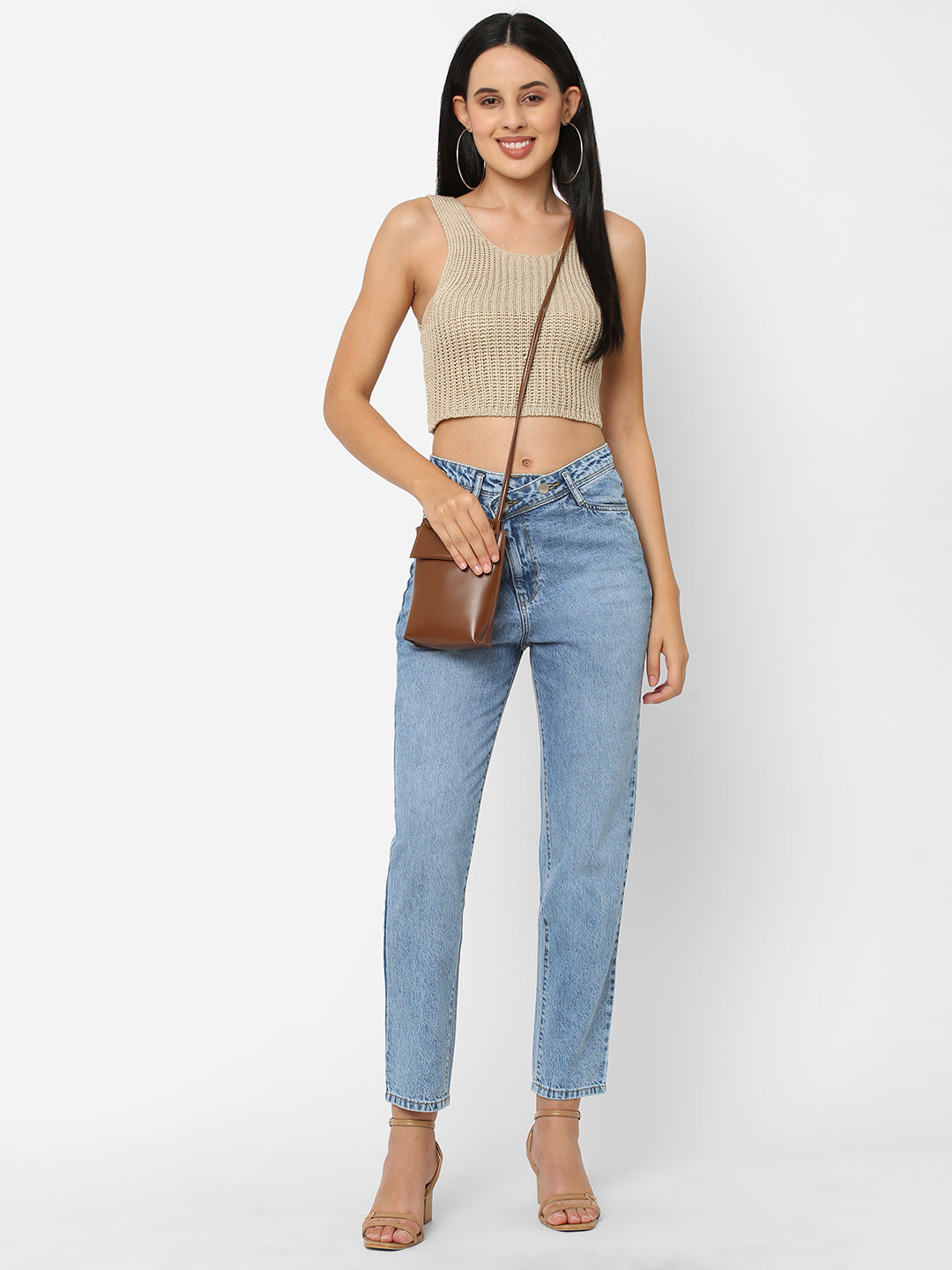 Women Blue High-Rise Mom Fit Jeans