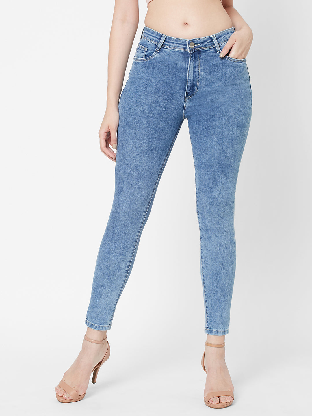 Women Light Blue Super High-Rise Super Skinny Jeans