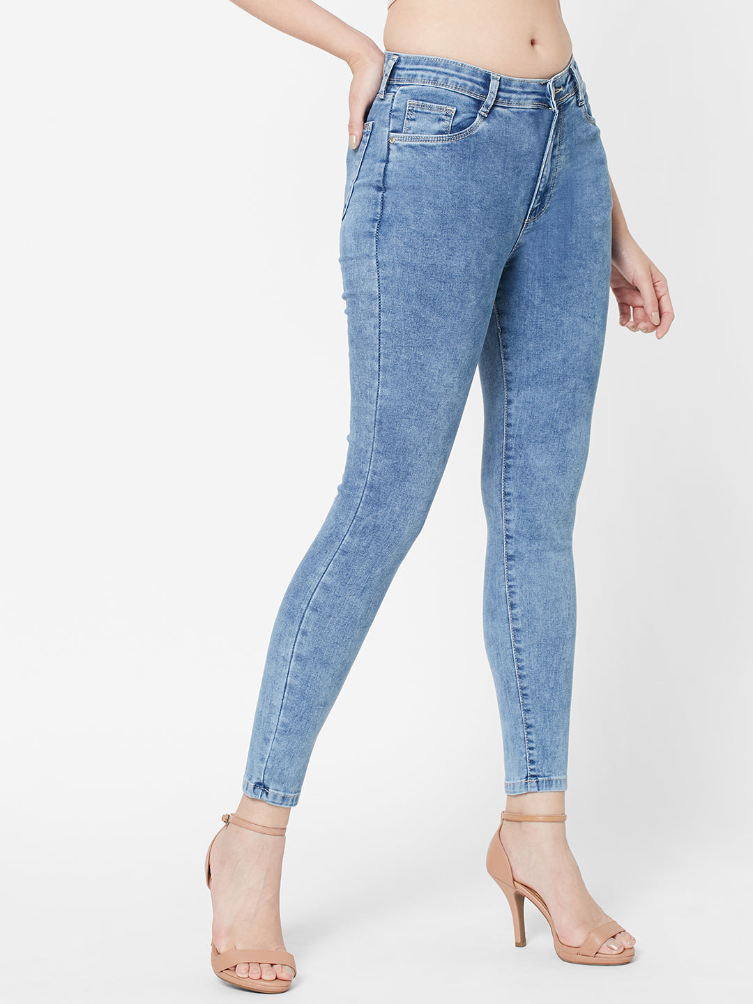 Women Light Blue Super High-Rise Super Skinny Jeans