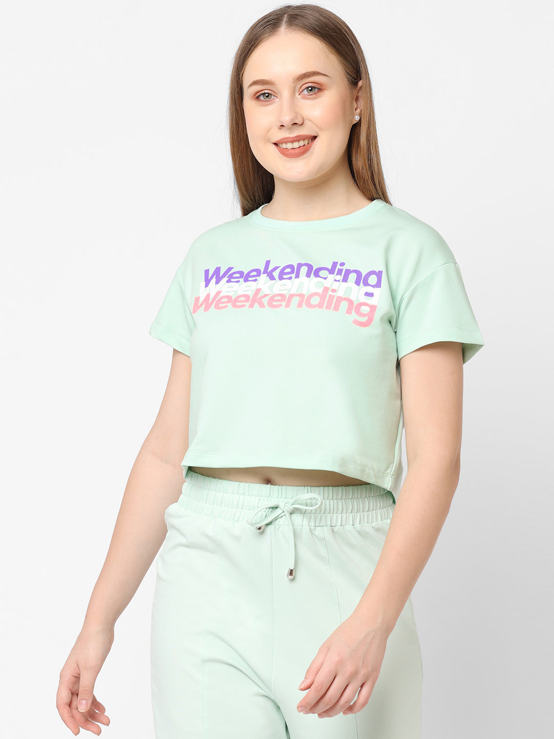 Women Mint Green Athleisure Top
