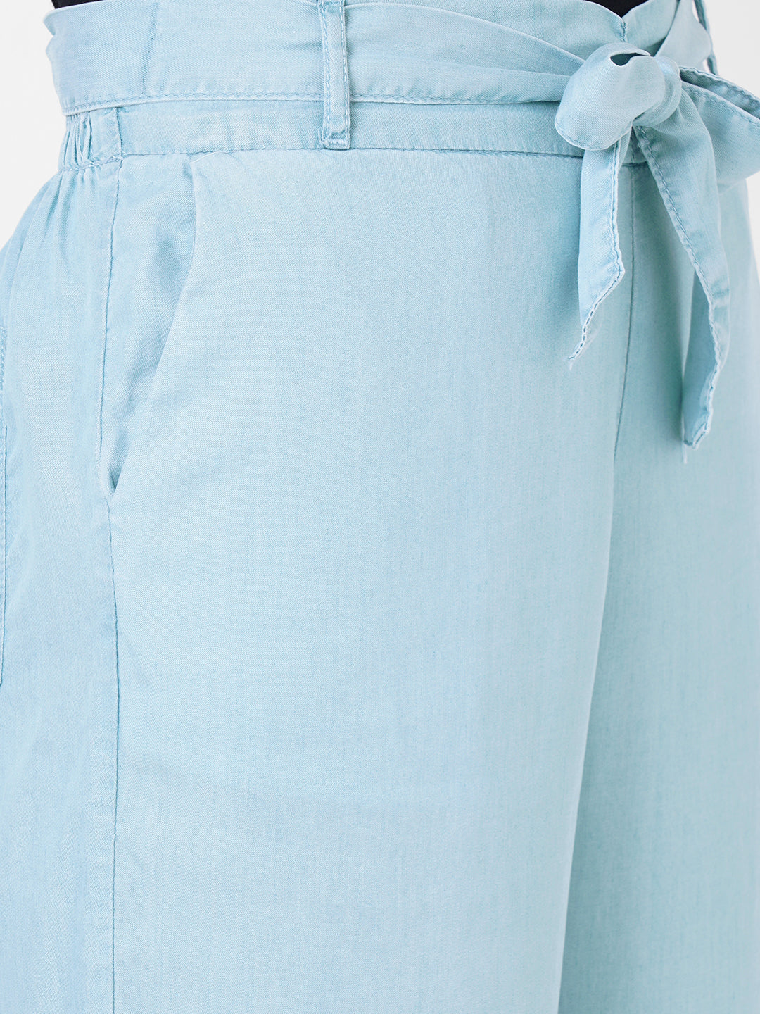 Women Light Blue Wide Leg Paper Bag