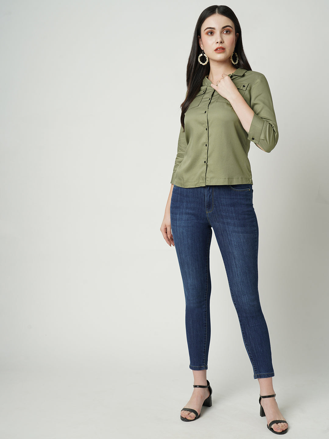 Women Dark Blue High-Rise Skinny Jeans