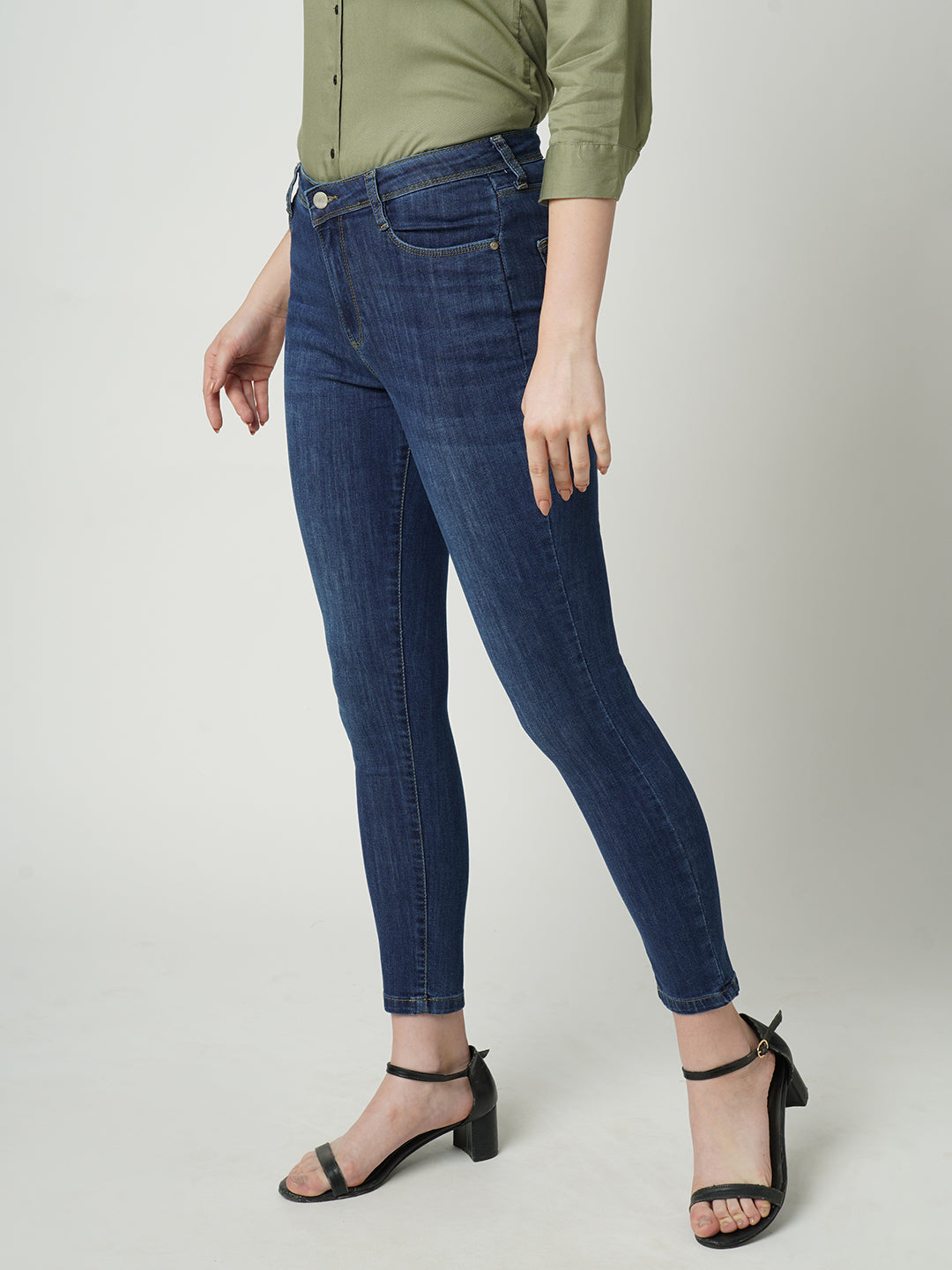Women Dark Blue High-Rise Skinny Jeans