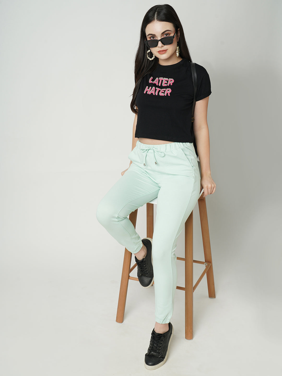 Women Mint Mid-Rise Athleisure Joggers